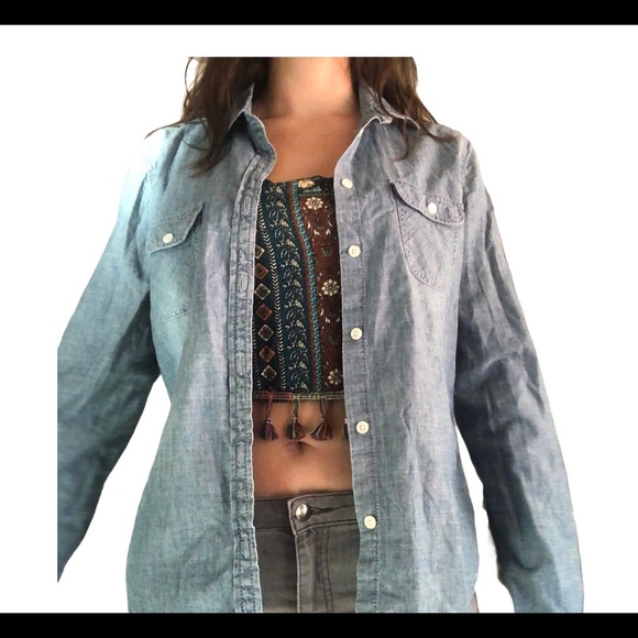 American Eagle Jean Button-up Shirt - Picture 1 of 7